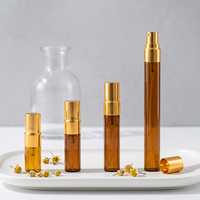 ALKA Flacon vaporisateur de parfum rechargeable en verre ambré, mini flacon pulvérisateur avec diffuseur à roseaux sérigraphié rond pour échantillon de voyage