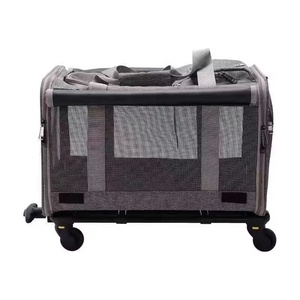 Pet arabası çantası kedi köpek seyahat çantası taşınabilir ve nefes evcil hayvan taşıyıcı torba, katlanabilir ve çıkarılabilir Pet haddeleme taşıyıcı çanta - Product Image 4