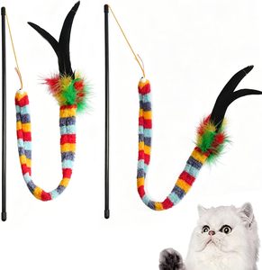 Rainbow Caterpillar Interactive <b>Plush</b> Chew Teaser Toy <b>Cats</b> Eco-Friendly Safe Cartoon Pet <b>Cat</b> Toy for <b>Cat</b> - Product Image 1