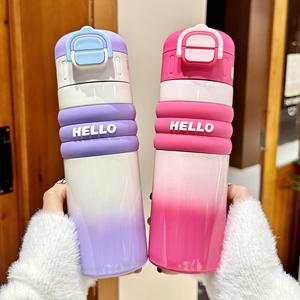 Botella de Agua Doble MAIMA para Deportes al Aire Libre, Regreso a Clases, Nueva Botella de Agua Térmica de Acero Inoxidable con Degradado Bonito - Product Image 4