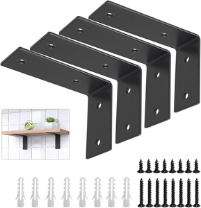 Support mural en L pour étagère, 5" <span class=keywords><strong>x</strong></span> 3", charge maximale : 35 lb/15 kg, support d'étagère robuste en acier inoxydable, joint d'angle droit - Product Image 2