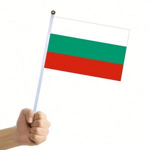 Customize 14x21cm Polyester Bulgaria Country Small Hand Waving <b>Flag</b> for Party Celebration - Product Image 3