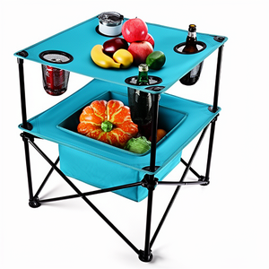 <span class=keywords><strong>Mesa</strong></span> de Picnic Portátil de Aluminio, <span class=keywords><strong>Mesa</strong></span> de <span class=keywords><strong>Playa</strong></span> Plegable Ligera, 4 Portavasos, Bolsa de Transporte, para Campamento, Viajes, Pesca - Product Image 1