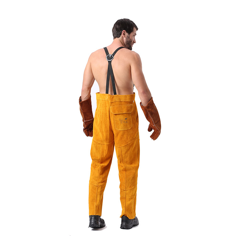 Коровья двухслойные Кожаные Рабочие Брюки золотые сварочные брюки теплоизоляция и износостойкие сварочные брюки