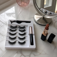 Faux cils faciles à poser, micro-cils magnétiques, 5 paires, aspect naturel, imperméables, kit d'eye-liner et de cils magnétiques, vente en gros