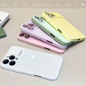 Coque de téléphone en verre brillant de couleur unie pour iPhone 17 Pro Max 16 15 <span class=keywords><strong>14</strong></span> 13 12 11 avec grande fenêtre et anti-traces de doigts - Product Image 4