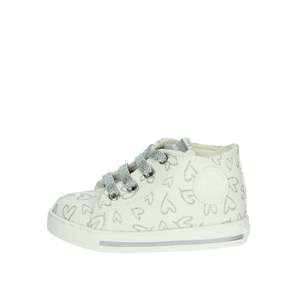 Scarpe da ginnastica Falcotto per bambina, bianche e argento, in tela con motivo a cuori, per neonati - Product Image 1