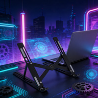 Support d'ordinateur portable pliable Zaidtek avec angle d'inclinaison réglable sur 10 niveaux, en caoutchouc, noir/couleur personnalisée et support ODM/OEM