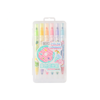 Lot de 6 surligneurs fluorescents double pointe multicolores pour carnet de notes, marqueurs double tête pour le soulignement des points clés, pour usage scolaire