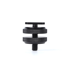 1/4 <span class=keywords><strong>vis</strong></span> de montage sur trépied Double couche Flash adaptateur de chaussure chaude pour DSLR Gopro caméra d'<span class=keywords><strong>action</strong></span> Photo Studio accessoires double écrous noir - Product Image 1