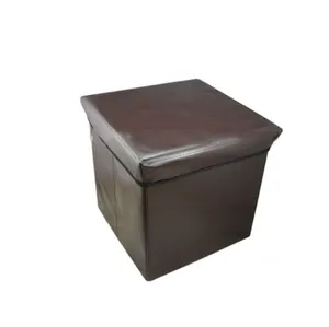 Boîte De Rangement pliable tabouret De Rangement Pouf En Simili Cuir Marron Noir Zèbre