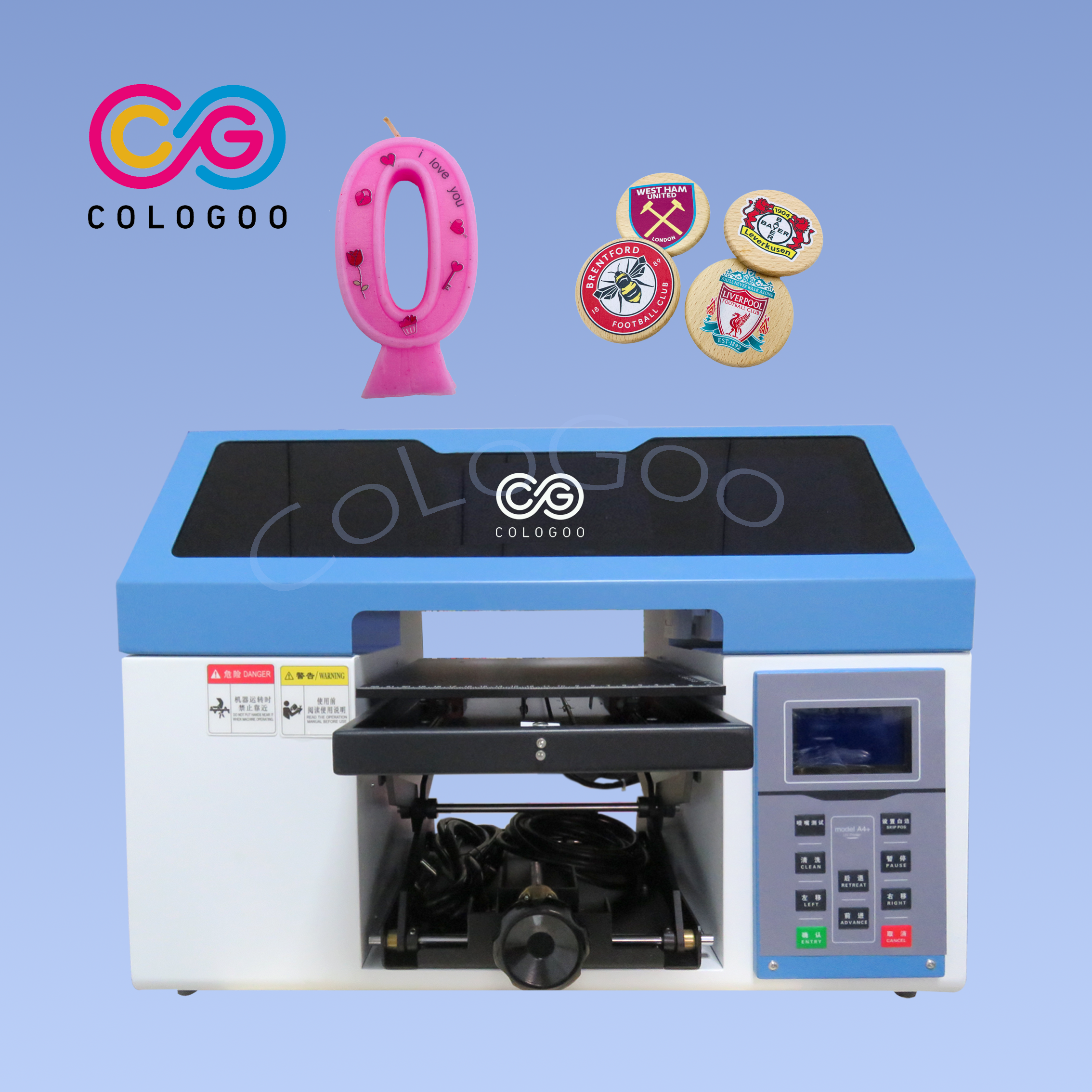 CoLoGoo Factory Price UV Flatbed Printer with TX800 Head for PVC T-shirt Plastic Phone Case CMYK+W+V 3D Relief Effect Automatic