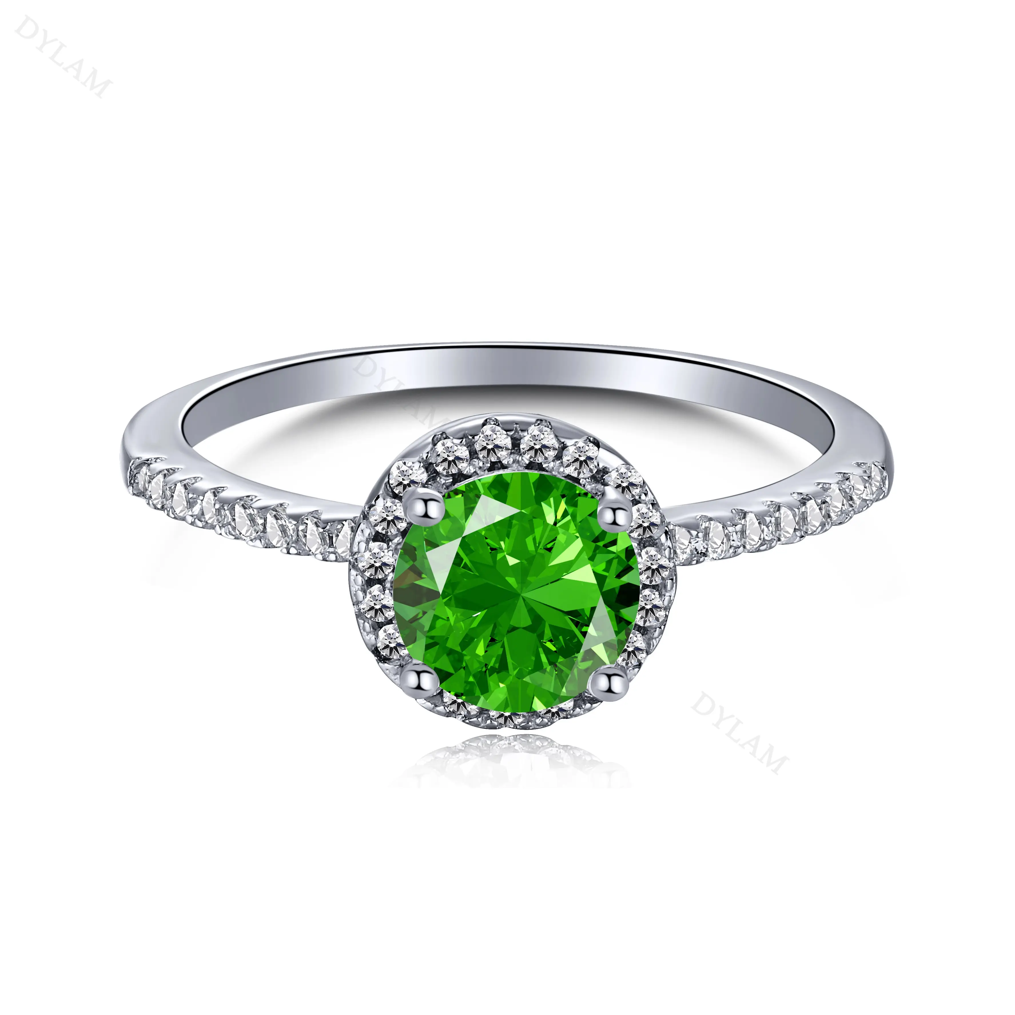 925 Silver Heart engagement Wedding Turquoise Ring Green 5A Cubic Zirconia Promise Eternity Emerald Rings Jewelry For Women
