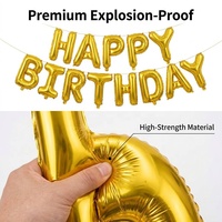 Fournitures de décoration de fête d'anniversaire, ensemble de ballons en forme de lettres colorées de 16 pouces, joyeux anniversaire