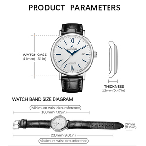 นาฬิกาธุรกิจสำหรับผู้ชาย ระบบอัตโนมัติ กลไกจักรกล กระจกแซฟไฟร์ สายหนัง กันน้ำ (IP67) IPS - Product Image 6