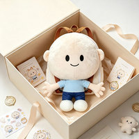 Sac à dos en peluche personnalisé avec personnage de dessin animé, caractéristiques faciales brodées, tissu à poils courts, pour usage quotidien, destiné aux importateurs de jouets, OEM ODM