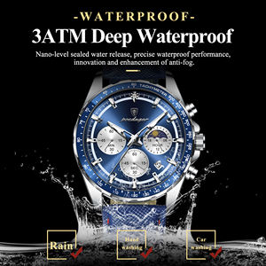 นาฬิกาข้อมือควอตซ์หนังแท้ Poedagar 879 กันน้ำ เรืองแสง สำหรับผู้ชาย - Product Image 2
