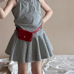 Korean style new frosted children's waist bag, retro leather <b>belt</b>, decorative card holder, casual and versatile waist hanging - Product Image 1