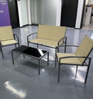 Ensemble de mobilier de patio extérieur moderne 4 pièces en fer forgé avec canapé de jardin et table en métal pour salle à manger, parc, hall, atelier