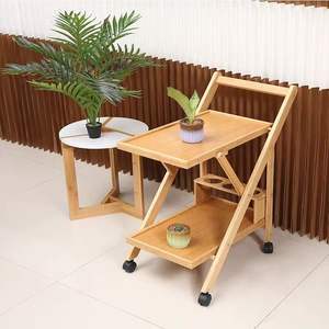 대나무 주방 트롤리, Foldable 집게를 제공 카트 와 병 Holder - Product Image 4