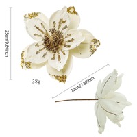 Fleurs de Magnolia de Noël, Fleurs de Magnolia scintillantes artificielles pour décorations d'arbre de Noël, décorations de couronnes