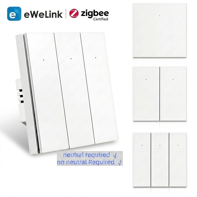 Ewelink Smart Button Switch Zigbee Switch Magnetic Latching Relay Neotral or No Neutral Wire Required Eu 86 Type Wall Switch