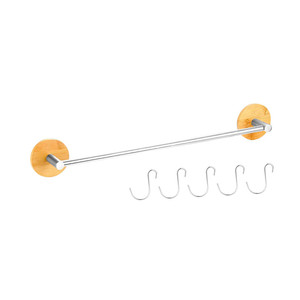 Étagère de salle de bain <span class=keywords><strong>extensible</strong></span> en bambou-<span class=keywords><strong>bois</strong></span> et acier inoxydable/porte-serviettes/porte-serviettes et crochets de cuisine - Product Image 2