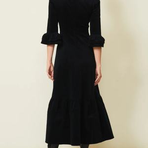 Vestido Midi de Verano Personalizable con Volantes, Elegante, de Algodón y Lino, Cuello Redondo, Casual, con Mangas Acampanadas, para Mujer - Product Image 3