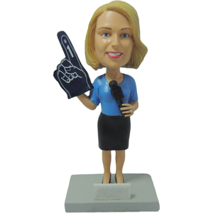 Custom journalist <span class=keywords><strong>statue</strong></span> for sale colors painted 7'' tall female sculpture home decoration resin reporter bobblehead doll - Product Image 2