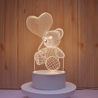 Lampe d'illusion 3D en forme d'ours en peluche, lampe 3D en acrylique, veilleuse LED, lampe de bureau, décoration de chambre pour enfants et joueurs, à brancher, meilleur cadeau pour les fêtes et les anniversaires