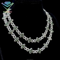 Collier trèfle à quatre feuilles en argent sterling 925 plaqué or, bijoux hip-hop tendance, diamant moissanite VVS, chaîne cubaine