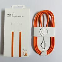 Câble de charge rapide en nylon Type-C vers Type-C blanc et orange de haute qualité 1M 60W pour iPhone 15/16/17 et ordinateur