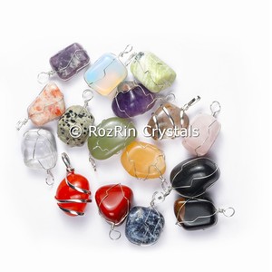 Beautiful Semiprecious Mix Tumbled <b>wrap</b> Pendant - Product Image 1