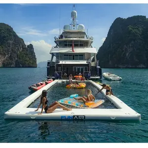 DWF Material Inflatable Sea Floating Pool For Yacht Play / Jellyfish Protection Swim Pool Float Inflatable With Net