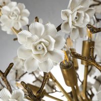 Nouveau modèle unique de luxe en laiton massif en céramique fleur lustre