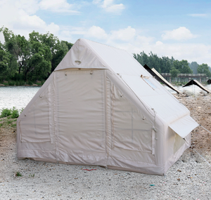 تخييم قابل للنفخ مع مضخة يدوية سهلة الإعداد مقاومة للماء والرياح 4 مواسم خيمة أكسفورد المقصورة مع نافذة مدخنة شبكية - Product Image 4