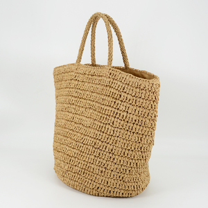 Borsa da donna Casual borsa da viaggio a spalla da donna a spalla da spiaggia con borsa da mare a base di paglia di carta marrone - Product Image 3