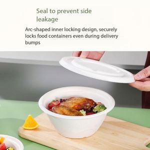 Bol rond jetable en bagasse de 500 ml - Écologique, résistant à la chaleur, compatible réfrigérateur pour céréales/salades/collations quotidiennes/plats à emporter - Product Image 2