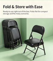 Chaise pliante rembourrée avec structure métallique, portable, pliable, pour événements, mariages, banquets, écoles, bureaux, conférences, chaises empilables