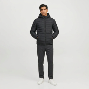 2026 Most Demanded Men's Custom Blue Canvas Quilted Puffer Jacket Stand Collar High-Street Winter Breathable Quick Dry Wholesale - Product Image 1