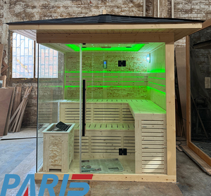 Lớn Sang Trọng Canada Gỗ Tuyết Tùng Đỏ Gỗ Rắn Gỗ Phòng Tắm Hơi Thiết Kế Hiện Đại 4-6 Người Ngoài Trời Hơi Nước Tắm Hơi Bếp Điều Khiển Máy Tính - Product Image 6