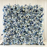Mur de fleurs artificielles sur mesure 2,4 m x 2,4 m, luxueux et réaliste, fait main, enroulable, roses en soie 5D, pour mariage, événement, scène, restaurant, décoration