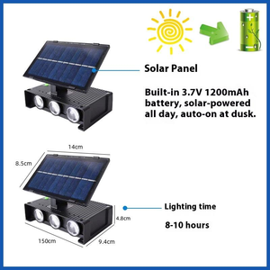 إنتيلامب ضوء الجدار الشمسي 2 أجهزة استشعار الحركة <span class=keywords><strong>3</strong></span> رؤوس ليد بير في الهواء الطلق التحكم عن بعد الإضاءة الأمنية للحديقة الناشر الاكريليك - Product Image 3