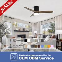 Ventilateur de plafond 1stshine, nouveau, en bois naturel, faible consommation d'énergie, application mobile, robuste, haute efficacité, moteur silencieux, 6 vitesses, avec lumière