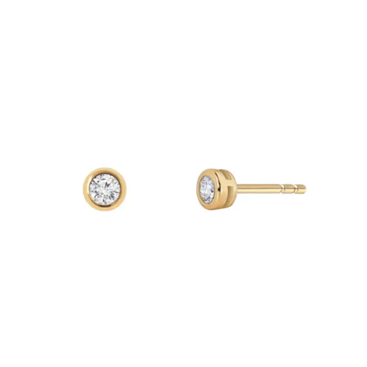 Minimalist Fine Jewelry 14K Solid Yellow Gold Diamond Stud Earrings Jewelry