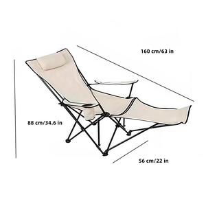 เก้าอี้พับเอนนอน Woqi ขนาด 160x56x88 ซม. ผ้า Oxford สำหรับสวน แคมป์ปิ้ง ตกปลา พร้อมพนักพิงและที่วางแก้ว - Product Image 2