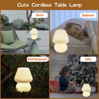 Champignon lampe de table IP44 télécommande chambre lampe de chevet décoration lampe couleur pleine veilleuse USB rechargeable