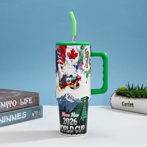 แก้วน้ำรถยนต์ New World ขนาด 40 ออนซ์ คุณภาพสูง พร้อมหูจับ แก้วเก็บความร้อนขนาดใหญ่ พร้อมหลอดดูด ดีไซน์ทันสมัย - Product Image 2