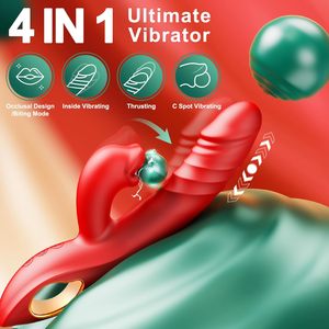 4-in-1 <span class=keywords><strong>G</strong></span>-Punkt Vibrator Zungen-Klitoris-Stimulator Rose Sexspielzeug Dildos Vibrator Stoßender Dildo Nippel Anal Erwachsenen-Sexspielzeuge - Product Image 2