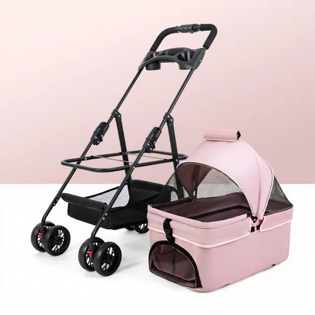 Chariot pour animaux de compagnie rose